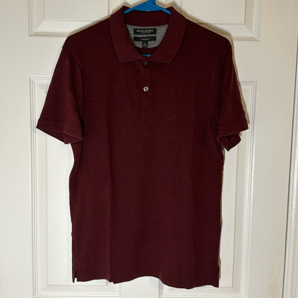 Banana Republic, Dark Red Heather Polo, Men’s M